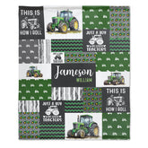 Custom Baby Name Blanket - Truck Tractors Blanket,  Gift Blanket For Boys - Blanket For Christmas